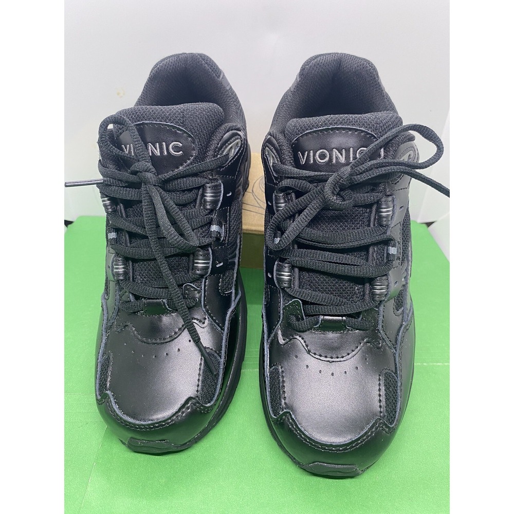 Vionic Womens 23 Walk Black Leather Walking Sneakers US 7.5